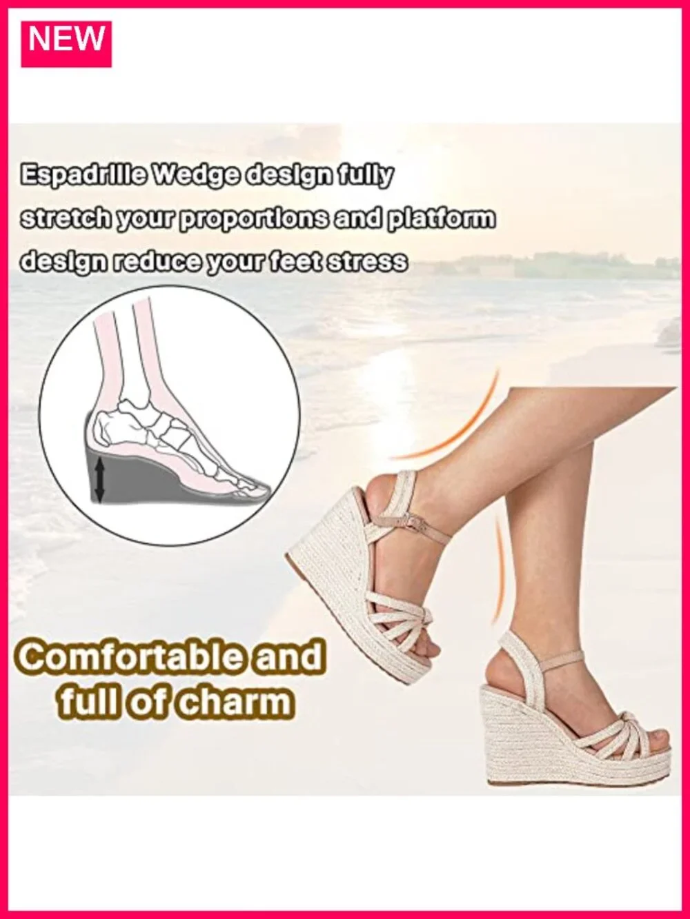 Woven Espadrille Wedge Sandals with Adjustable Buckle Strap and Cushioned Insole